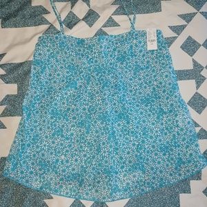 NWT Lilu Blue Flowered Vintage Flowy tank Top Womens/juniors Sz L